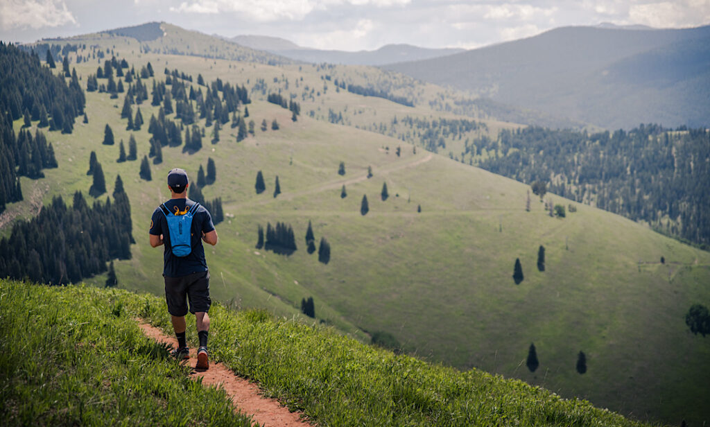 A man hiking in Vail, CO